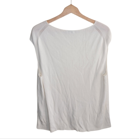 Lafayette 148 New York Finespun Voile Ivory Ribbed Crewneck Shell Tank Size 3X - Picture 5 of 7